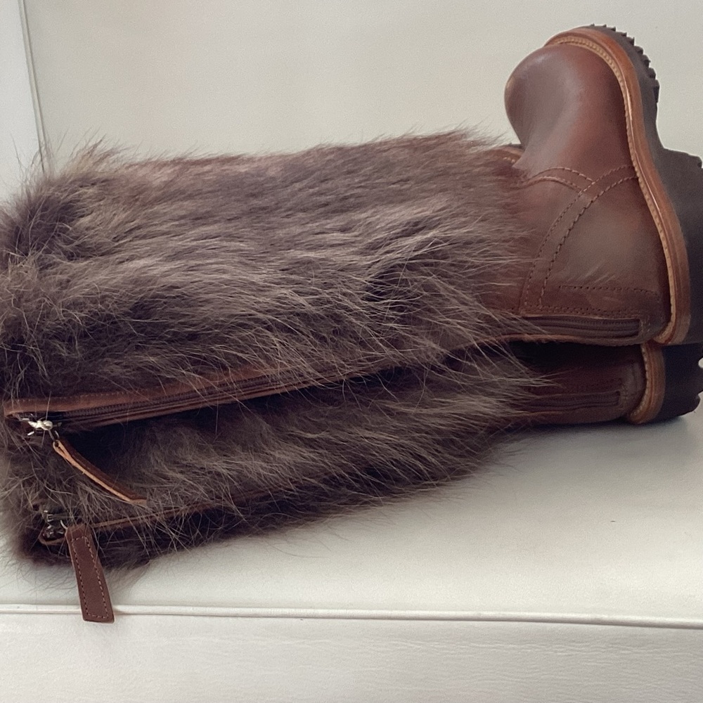 NEW Brunello Cucinelli Brown Leather Fur Boots 6 - Picture 9 of 14